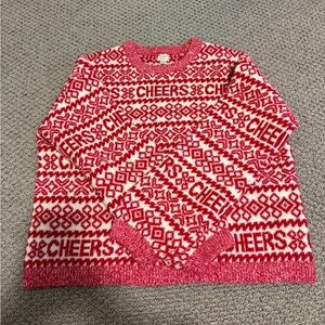 a new day Red and White 'Cheers' Sweater